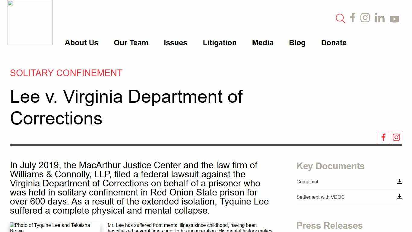 Lee v. Virginia Department of Corrections - MacArthur Justice